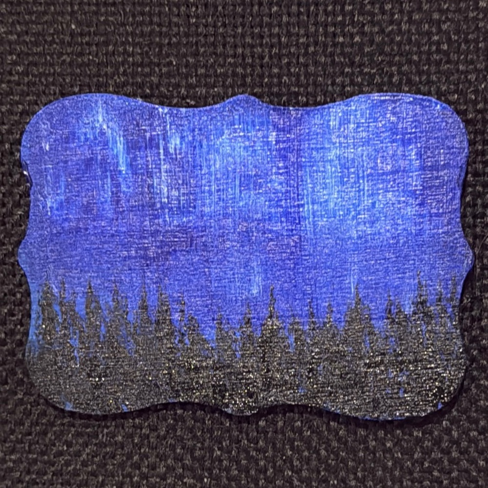 Blue and Black Mystical Forest Hand Painted Magnet